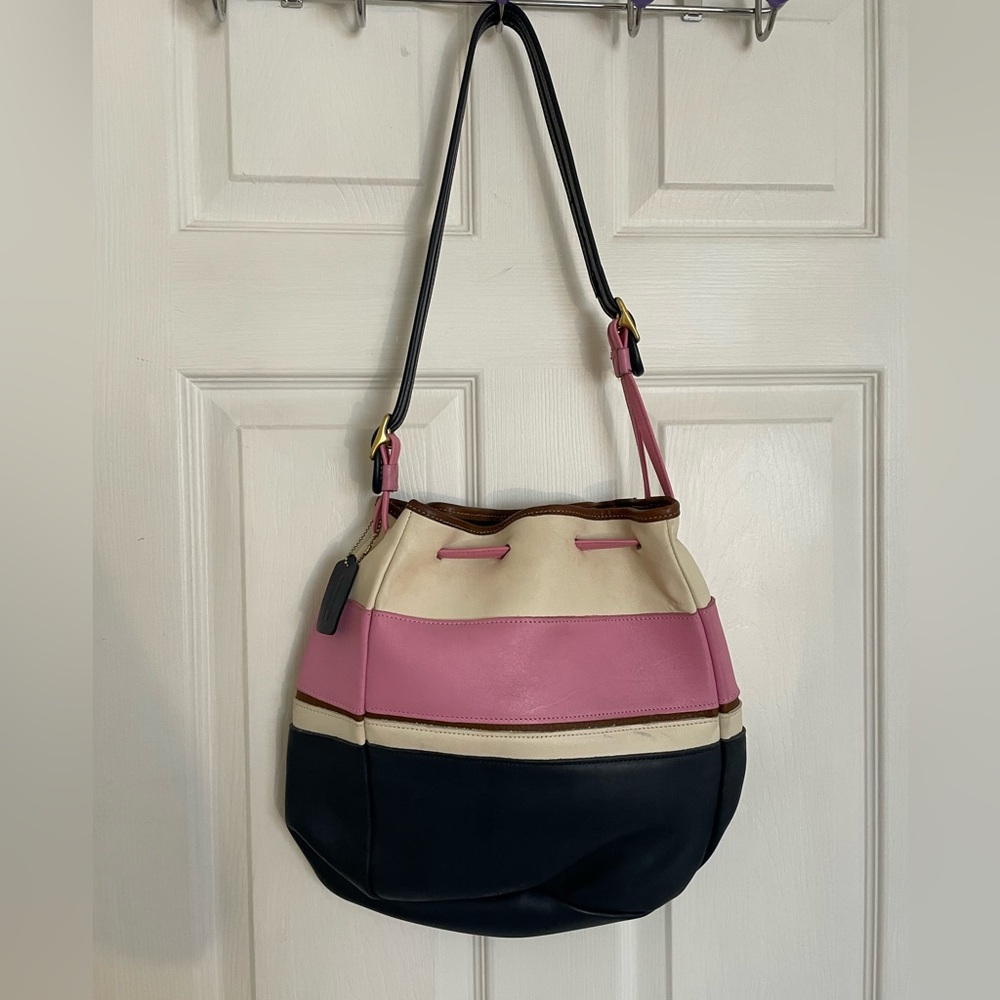 Coach Pink Cream and Black Colorblock Shoulder Bag